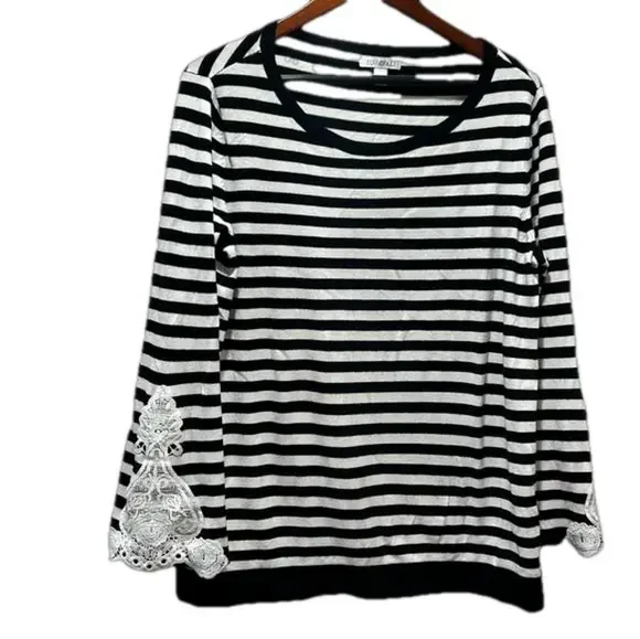 🌺roz & Ali women’s tops black and white size XL GUC - Picture 1 of 7